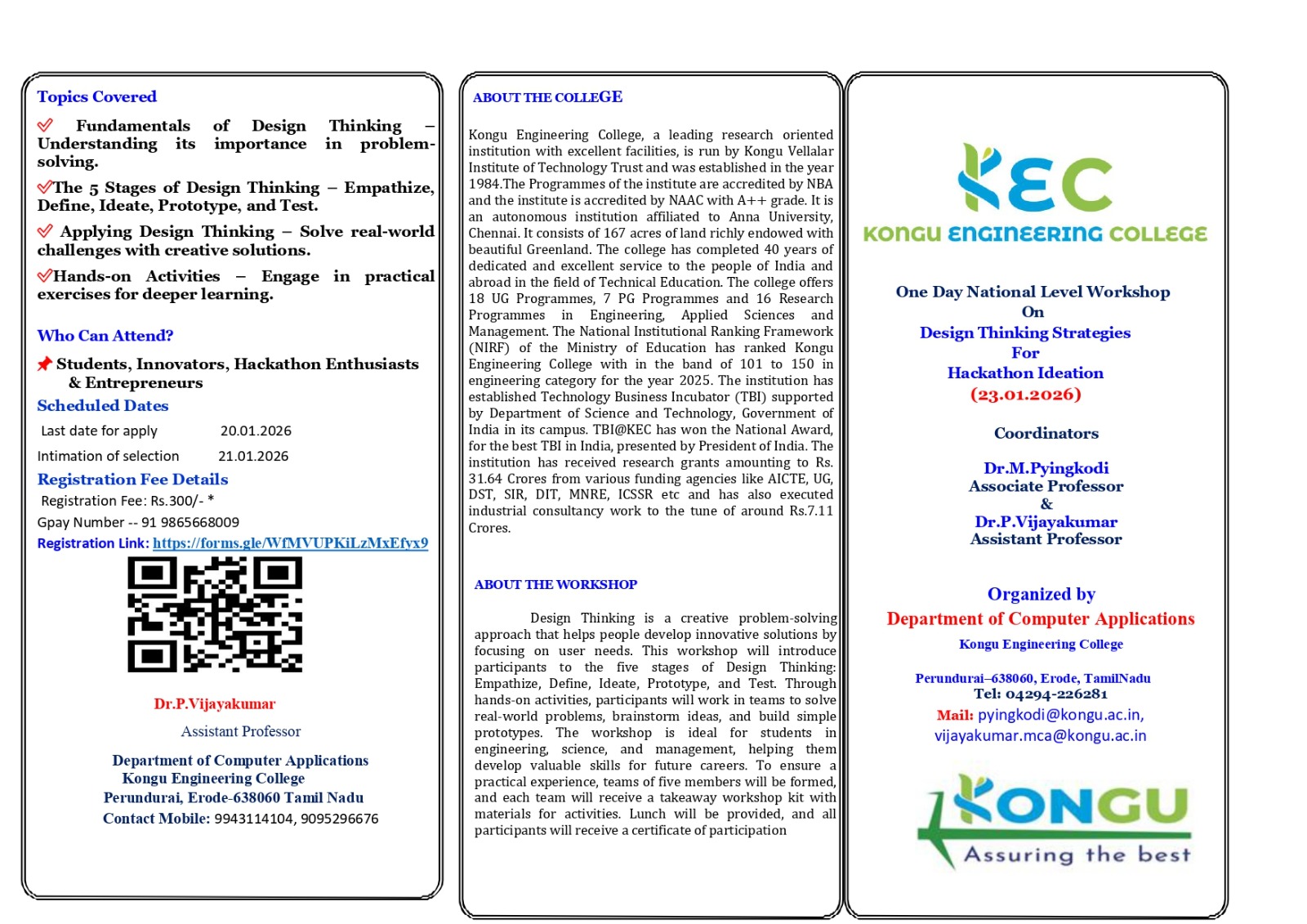 One Day National Level Workshop On Design Thinking Strategies For Hackathon Ideation 2026